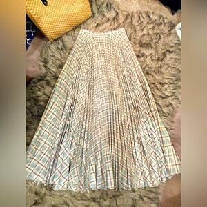 Plaid Maxi Skirt in Cream and Blue